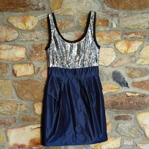 Bcbg Generation Sequin and Satin Sleeveless Dress